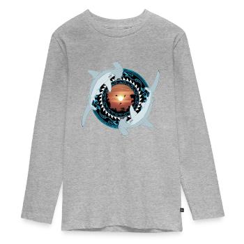 Requin-marteau Hawaïen - T-shirt manches longues Premium Ado - gris chiné - Devant