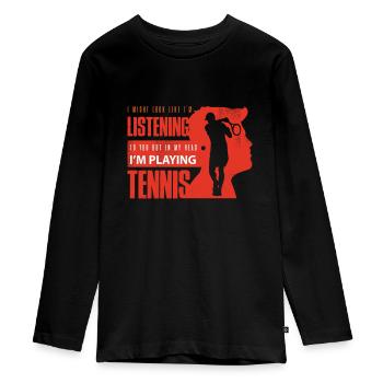 tennis, tennis tennis shoes, tennis tennis ball - Teenager Premium Bio Langarmshirt - Schwarz - Vorne - AI Model Kid Female (0cm)