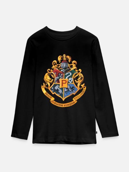 Harry Potter Hogwarts Emblem Malerei - Teenager Premium Bio Langarmshirt - Schwarz