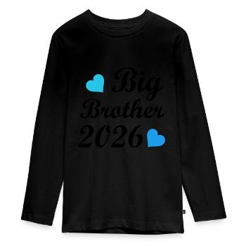Big Brother 2026 Heart Design - Teenager Premium Organic Long Sleeve Shirt - black - Front - AI Model Kid Female (0cm)