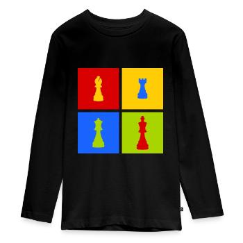 farbenfrohe Schachfiguren - Teenager Premium Bio Langarmshirt - Schwarz - Vorne - AI Model Kid Female (0cm)