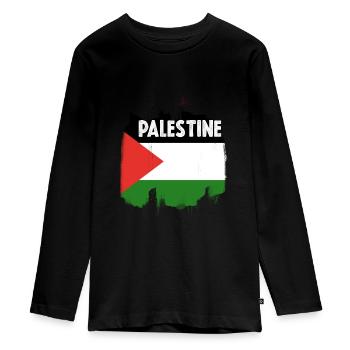 Palästina - Teenager Premium Bio Langarmshirt - Schwarz - Vorne - AI Model Kid Female (0cm)