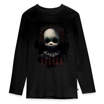 Broken - Doll with Tear Darkness Mourning Gothic - Teenager Premium Organic Long Sleeve Shirt - black - Front - AI Model Kid Female (0cm)