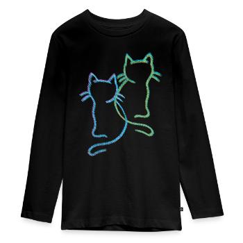 Katzen Katze Kätzchen - Teenager Premium Bio Langarmshirt - Schwarz - Vorne - AI Model Kid Female (0cm)