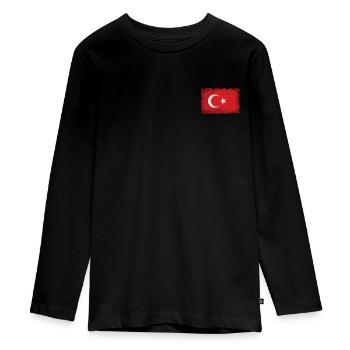 Turquie drapeau - T-shirt manches longues Premium Ado - noir - Devant - AI Model Kid Female (0cm)