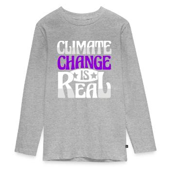 climate change protection - Teenager Premium Organic Long Sleeve Shirt - heather grey - Front