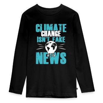 climate change protection - Teenager Premium Organic Long Sleeve Shirt - black - Front - AI Model Kid Female (0cm)