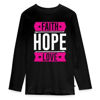 Verset de la Bible foi espérance amour - T-shirt manches longues Premium Ado - noir - Devant - AI Model Kid Female (0cm)