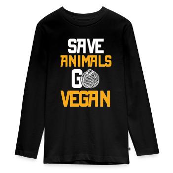 Animal rights activists vegan - Teenager Premium Organic Long Sleeve Shirt - black - Front - AI Model Kid Female (0cm)
