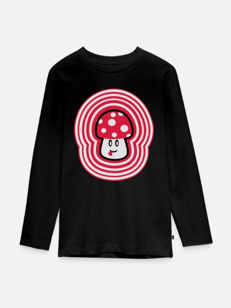 Mighty Mushroom - Teenager Premium Bio Langarmshirt - Schwarz