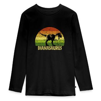 Dianasaurus Diana saurus dinosaure - T-shirt manches longues Premium Ado - noir - Devant - AI Model Kid Female (0cm)