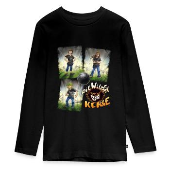Die Wilden Kerle Quartett Logo - Teenager Premium Bio Langarmshirt - Schwarz - Vorne - AI Model Kid Female (0cm)