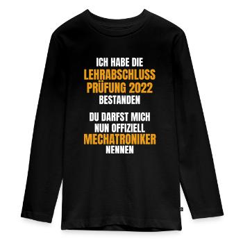 Mechatroniker Ausbildung 2022 Prüfung bestanden - Teenager Premium Bio Langarmshirt - Schwarz - Vorne - AI Model Kid Female (0cm)
