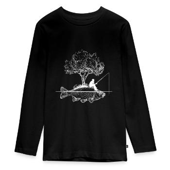 Angeln - Teenager Premium Bio Langarmshirt - Schwarz - Vorne - AI Model Kid Female (0cm)