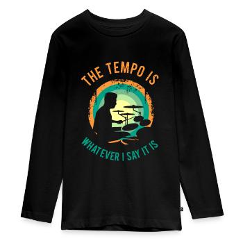 Batterie Percussion Percussion - T-shirt manches longues Premium Ado - noir - Devant - AI Model Kid Female (0cm)