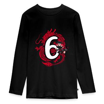 6. Geburtstag Junge 6 Jahre Ninja Drache Kostüm - Teenager Premium Bio Langarmshirt - Schwarz - Vorne - AI Model Kid Female (0cm)