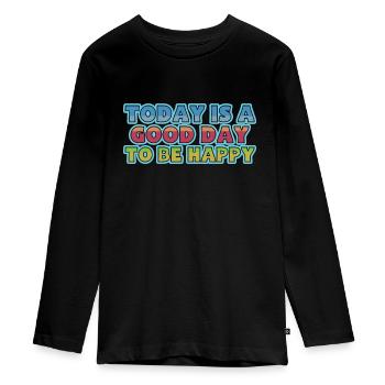 Aujourd’hui est un bon jour pour être heureux - T-shirt manches longues Premium Ado - noir - Devant - AI Model Kid Female (0cm)