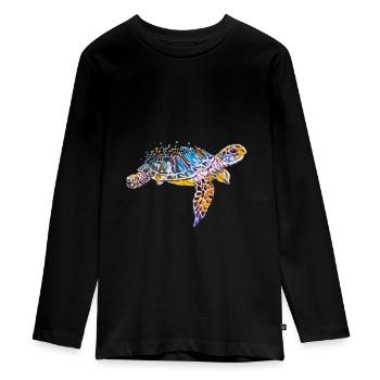 Schildkröte - Teenager Premium Bio Langarmshirt - Schwarz - Vorne - AI Model Kid Female (0cm)
