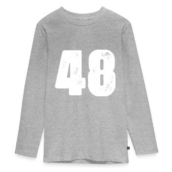 48 Zahl Trikot - Teenager Premium Bio Langarmshirt - Grau meliert - Vorne