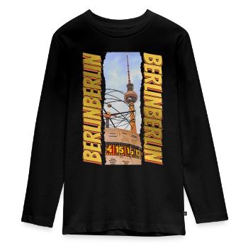 Berlin TV Tower Skyline Gold Germany - Teenager Premium Organic Long Sleeve Shirt - black - Front - AI Model Kid Female (0cm)