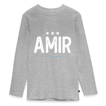 Amir - T-shirt manches longues Premium Ado - gris chiné - Devant
