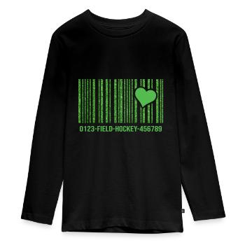 Hockey Artificial Turf-love Field Hockey Hockey - Teenager Premium Organic Long Sleeve Shirt - black - Front - AI Model Kid Female (0cm)