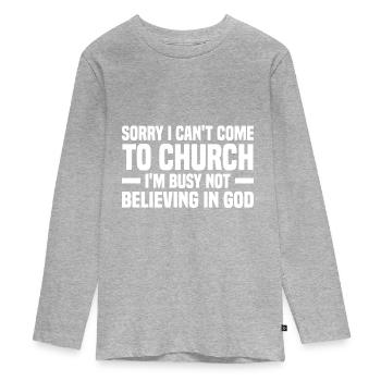 Atheismus - Teenager Premium Bio Langarmshirt - Grau meliert - Vorne