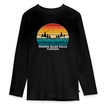 Pissing Mare Falls Canada - Teenager Premium Bio Langarmshirt - Schwarz - Vorne - AI Model Kid Female (0cm)