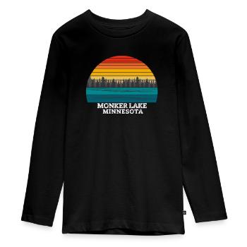 Lac Monker Minnesota (États-Unis) - T-shirt manches longues Premium Ado - noir - Devant - AI Model Kid Female (0cm)