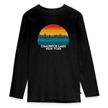 Lac Chadwick New York - T-shirt manches longues Premium Ado - noir - Devant - AI Model Kid Female (0cm)