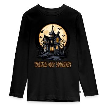Haunted house - Halloween - Teenager Premium Organic Long Sleeve Shirt - black - Front - AI Model Kid Female (0cm)