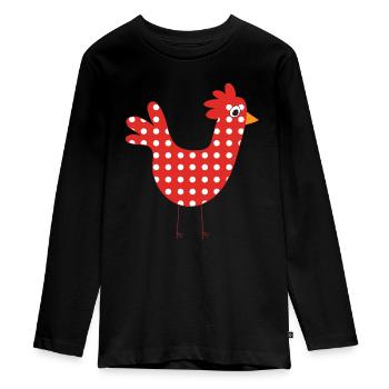 poule - T-shirt manches longues Premium Ado - noir - Devant - AI Model Kid Female (0cm)
