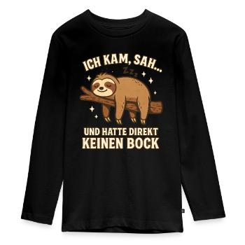 Faultier Geschenk Sloth Büro Arbeitskollege - Teenager Premium Bio Langarmshirt - Schwarz - Vorne - AI Model Kid Female (0cm)
