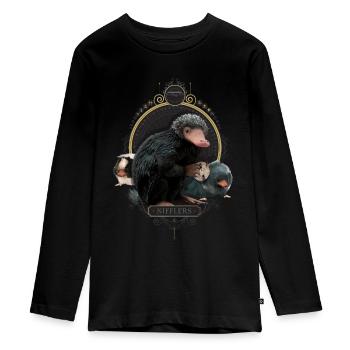 Fantastic Beasts Nifflers - Teenager Premium Organic Long Sleeve Shirt - black - Front - AI Model Kid Female (0cm)