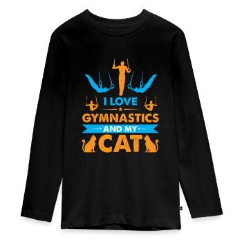 Ring Gymnastics Stuff & Ring Gymnast Kleidung - Teenager Premium Bio Langarmshirt - Schwarz - Vorne - AI Model Kid Female (0cm)