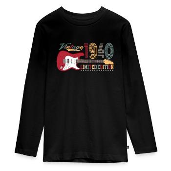 Vintage 1940 Édition Limitée 82ème anniversaire | - T-shirt manches longues Premium Ado - noir - Devant - AI Model Kid Female (0cm)