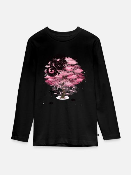 chinesischer Baum - Teenager Premium Bio Langarmshirt - Schwarz