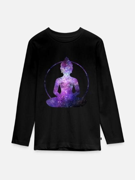 BUDDHA - Teenager Premium Bio Langarmshirt - Schwarz