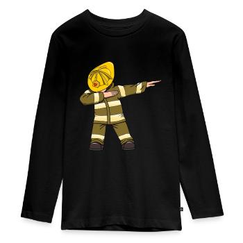 Pompier pompiers sauvetage tuyau d'incendie - T-shirt manches longues Premium Ado - noir - Devant - AI Model Kid Female (0cm)