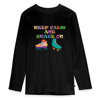 Roller Skating Skate Sport Roller Skates Gift - Teenager Premium Organic Long Sleeve Shirt - black - Front - AI Model Kid Female (0cm)