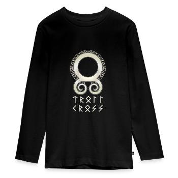Nordische Rune Wikinger - Teenager Premium Bio Langarmshirt - Schwarz - Vorne - AI Model Kid Female (0cm)