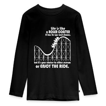 Life is like a Roller Coaster - Teenager Premium Bio Langarmshirt - Schwarz - Vorne - AI Model Kid Female (0cm)