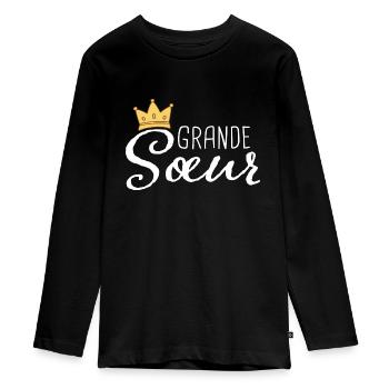 Grande Sœur - Big Sister - T-shirt manches longues Premium Ado - noir - Devant - AI Model Kid Female (0cm)