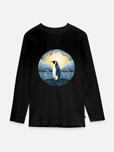 Pinguin - Teenager Premium Bio Langarmshirt - Schwarz