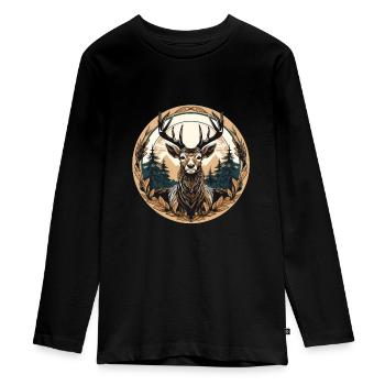 Hirsch - Teenager Premium Bio Langarmshirt - Schwarz - Vorne - AI Model Kid Female (0cm)
