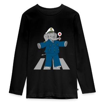 Benjamin Blümchen als Verkehrspolizist - Teenager Premium Bio Langarmshirt - Schwarz - Vorne - AI Model Kid Female (0cm)