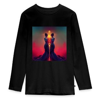 Gemini - Teenager Premium Organic Long Sleeve Shirt - black - Front - AI Model Kid Female (0cm)