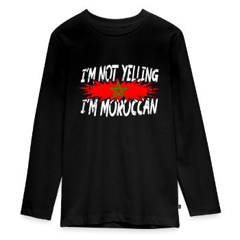 I ́m not yelling I ́m Moroccan - Teenager Premium Organic Long Sleeve Shirt - black - Front - AI Model Kid Female (0cm)