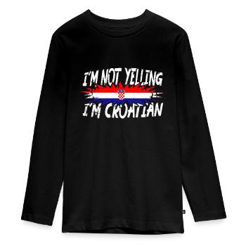 I ́m not yelling I ́m Croatian - Teenager Premium Organic Long Sleeve Shirt - black - Front - AI Model Kid Female (0cm)