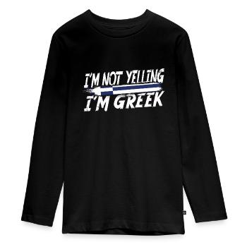 I ́m not yelling I ́m Greek - Teenager Premium Organic Long Sleeve Shirt - black - Front - AI Model Kid Female (0cm)